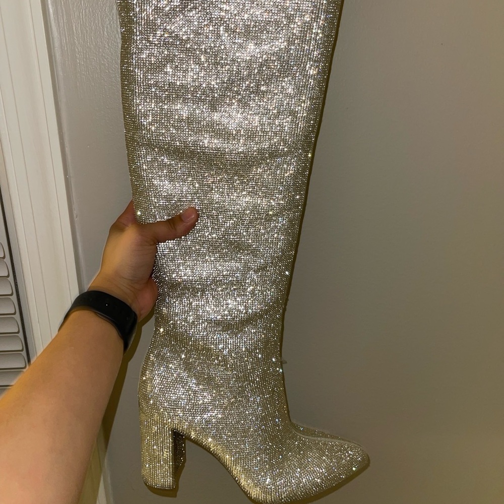 INC International Concepts Rhinestone Thigh-High Booties